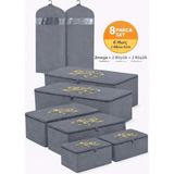 Hurç Organizer Saklama Çantası 2 Mega , 2 Büyük , 2 Küçük Boy ve Elbise Kılıfı 8'li Set Gri Renk - 64 x 35