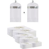Hurç Organizer Saklama Çantası 2 Mega 2 Büyük 2 Küçük Boy ve Elbise Kılıfı Beyaz Renk 8'li Set - 64 x 35