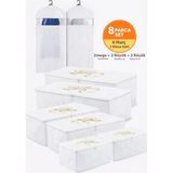 Hurç Organizer Saklama Çantası 2 Mega 2 Büyük 2 Küçük Boy ve Elbise Kılıfı Beyaz Renk 8'li Set - 64 x 35