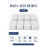Hurç Seti Fermuarlı Çizgili Baza Altı Hurcu Yorgan Battaniye Kıyafet Saklama Organizeri 8'Li