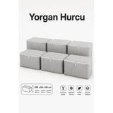 Hurç Seti Fermuarlı Yorgan Battaniye Kıyafet Saklama Hurcu Çizgili Baza Altı Dolap İçi Organizer 6'Lı