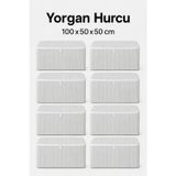Hurç Seti Fermuarlı Yorgan Battaniye Kıyafet Saklama Hurcu Çizgili Baza Altı Dolap İçi Organizer 8'Li