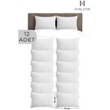HURCEVİM 12'li Antibakteriyel Kapitoneli Fermuarlı Yastık Koruyucu Alez - 50x70 cm - Hijyenik Kılıf Seti