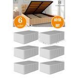 HURCEVİM 6 Adet - Antrasit Çizgili Büyük Boy Hurç Seti - Baza Altı Ve Çekyat Tipi Organizer - 65 x 45 x 22 Cm
