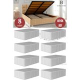 HURCEVİM 8 Adet - Antrasit Çizgili Büyük Boy Hurç Seti - Baza Altı Ve Çekyat Tipi Organizer - 65 x 45 x 22 Cm