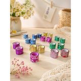 Hureggo 20'li Mini Simli Desenli Washi Tape Seti - 1 cm Çapında Dekoratif Hobi ve Günlük Süsleme Bandı