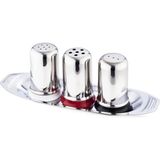 Hürpa Tedarik Metal Tuzluk Biberlik Duble Gondol 3lü Set - Gümüş