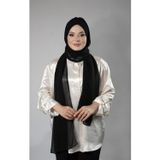 Hürrem Bone 1453_01 Siyah Şifon Kendinden Boneli Tek Bantlı Pratik Hazır Geçmeli Bone Şal