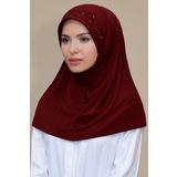 Hürrem Bone 1603-16 Bordo Sandy Elişi Çiçek İşlemeli Laleli Geçmeli Eşarp