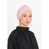 Hürrem Bone 1801_06 Pudra Sandy Kumaş Çapraz Büzgülü Pratik Hazır Geçmeli Tesettür Bone