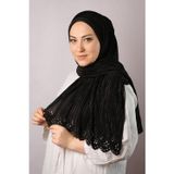 Hürrem Bone 1819-01 Siyah Fukuro Piliseli Çiçek Desenli Lazer Kesim Geçmeli Eşarp
