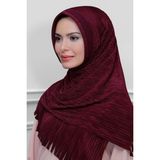 Hürrem Bone 1820-16 Bordo Fukuro Piliseli Saçaklı Lazer Kesim Geçmeli Eşarp