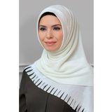 Hürrem Bone 1820-40 Krem Fukuro Piliseli Saçaklı Lazer Kesim Geçmeli Eşarp