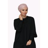 Hürrem Bone 1824_06 Pudra Fukuro Piliseli Tek Çapraz Büzgülü Pratik Hazır Geçmeli Tesettür Bone