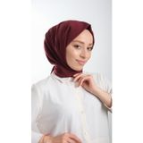 Hürrem Bone 202103_16 Bordo Medine İpeği Sade Düz Klasik Şal