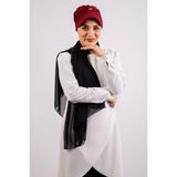 Hürrem Bone 2104_16 Bordo Viskon Kumaş Şapkalı Aksesuarlı Pratik Hazır Geçmeli Tesettür Bone