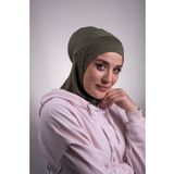 Hürrem Bone 2106_09 Haki Viskon Kumaş Hijab Spor Pratik Hazır Geçmeli Bone