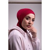 Hürrem Bone 2106_16 Bordo Viskon Kumaş Hijab Spor Pratik Hazır Geçmeli Bone