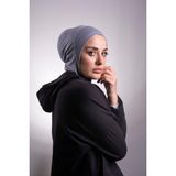 Hürrem Bone 2106_25 Füme Viskon Kumaş Hijab Spor Pratik Hazır Geçmeli Bone