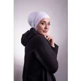 Hürrem Bone 2106_42 Beyaz Viskon Kumaş Hijab Spor Pratik Hazır Geçmeli Bone