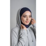 Hürrem Bone 2108_02 Lacivert Viskon Kumaş Penye Pratik Hazır Geçmeli Şal