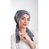 Hürrem Bone 2111_25 Füme Kesik Elyaf Sade Pratik Hazır Geçmeli Tesettür Bone