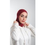 Hürrem Bone 2113_16 Bordo Sandy Kumaş Spor Hijab Pratik Hazır Geçmeli Tesettür Bone