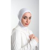 Hürrem Bone 2113_42 Beyaz Sandy Kumaş Spor Hijab Pratik Hazır Geçmeli Tesettür Bone