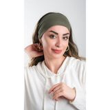 Hürrem Bone 3007_09 Haki Viskon Kumaş Sade Pratik Hazır Geçmeli Tesettür Bone