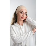 Hürrem Bone 3007_26 Sütlü Kahve Viskon Kumaş Sade Pratik Hazır Geçmeli Tesettür Bone