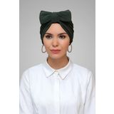 Hürrem Bone 7006_09 Haki Sandy Kumaş Fiyonklu Büzgülü Pratik Hazır Geçmeli Tesettür Bone