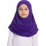 Hürrem Bone 78_22 Mor Sandy Kumaş Kendinden Boneli Pratik Hazır Geçmeli Çocuk Tesettür Bone