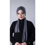Hürrem Bone Antrasit Pratik Hazır Geçmeli Tesettür Bone Sandy Kumaş Atkılı 2204_25