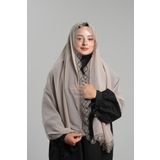 Hürrem Bone Bej Namaz Başörtüsü Şal Şifon Kumaş Güpürlü 202106_12