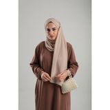 Hürrem Bone Bej Pratik Hazır Geçmeli Bone Şal Şifon Geçmeli İki Bantlı Çapraz 1460_12