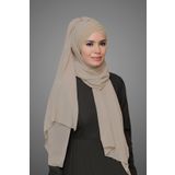 HÜRREM BONE Bej Pratik Hazır Geçmeli Bone Şal Şifon Kendinden Boneli Üç Bantlı _12 1451