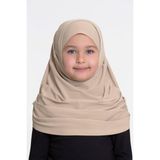 Hürrem Bone Bej Pratik Hazır Geçmeli Çocuk Tesettür Bone Sandy Kumaş Kendinden Boneli 78_12