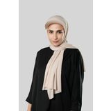 Hürrem Bone Bej Pratik Hazır Geçmeli Şapkalı Tesettür Şal Sandy Düz 3008_12