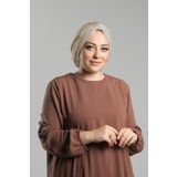 HÜRREM BONE Bej Pratik Hazır Geçmeli Tesettür Bone Sandy Pileli Salaş 2121_12