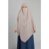 Hürrem Bone Bej Pratik Hazır Geçmeli Tesettür Eşarp Krep Bağcıklı Sufle Hijab 2313_12