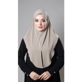 Hürrem Bone Bej Pratik Hazır Geçmeli Tesettür Eşarp Sandy Kumaş Yırtmaçlı Düz Hijab 2310_12