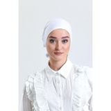 Hürrem Bone Beyaz Arkadan Bağlamalı Tesettür Bone Penye Kumaş Düz Bone 1011_42 - Standart