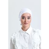 HÜRREM BONE Beyaz Arkadan Bağlamalı Tesettür Bone Penye Kumaş Düz Bone 1011_42