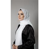 Hürrem Bone Beyaz Desenli Şal Şifon Kumaş Kareli Çizgili 202107_42