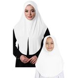 Hürrem Bone Beyaz Pratik Anne Kız Kombin Tesettür Eşarp Sandy Düz Hijab 230812_42