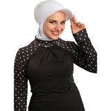 Hürrem Bone Beyaz Pratik Hazır Geçmeli Şapkalı Tesettür Eşarp Viskon Düz 2513_42 - Standart
