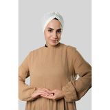 Hürrem Bone Beyaz Pratik Hazır Geçmeli Tesettür Bone Jakar Kendinden Desenli 1209_42
