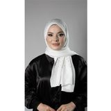 Hürrem Bone Beyaz Pratik Hazır Geçmeli Tesettür Şal Örme Kumaş Taş Desenli 2118T_42