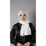 Hürrem Bone Beyaz Pratik Hazır Geçmeli Tesettür Şal Örme Kumaş Taşlı Çiçek Desenli 2118C_42