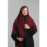 Hürrem Bone Bordo Namaz Başörtüsü Şal Şifon Güpürlü 202106_16